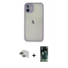MARSİLYAN™- iPhone 11 Pro Max Kılıf Ahenk Çizgi Serisi - Şeffaf 360 Full Body Arka Koruyucu + Pers Alüminyum Kamera Lens - YL