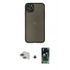 MARSİLYAN™- iPhone 11 Pro Max Kılıf Ahenk Çizgi Serisi - Şeffaf 360 Full Body Arka Koruyucu + Pers Alüminyum Kamera Lens - YL