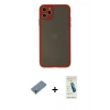 MARSİLYAN™- iPhone 11 Pro Max Kılıf Ahenk Çizgi Serisi - Şeffaf Pasifik Cam Ekran Koruyucu + Metal Kamera Lens Koruma Cam - AKYL