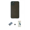 MARSİLYAN™- iPhone 11 Pro Max Kılıf Ahenk Çizgi Serisi - Şeffaf Pasifik Cam Ekran Koruyucu + Metal Kamera Lens Koruma Cam - AKYL