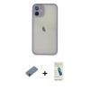 MARSİLYAN™- iPhone 11 Pro Max Kılıf Ahenk Çizgi Serisi - Şeffaf Pasifik Cam Ekran Koruyucu + Shine Kamera Lens Koruma Cam - GI