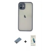 MARSİLYAN™- iPhone 11 Pro Max Kılıf Ahenk Çizgi Serisi - Şeffaf Pasifik Cam Ekran Koruyucu + Metal Kamera Lens Koruma Cam - GD