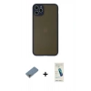 MARSİLYAN™- iPhone 11 Pro Max Kılıf Ahenk Çizgi Serisi - Şeffaf Pasifik Cam Ekran Koruyucu + Metal Kamera Lens Koruma Cam - GD