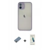 MARSİLYAN™- iPhone 11 Pro Max Kılıf Ahenk Çizgi Serisi - Şeffaf Pasifik Cam Ekran Koruyucu + Metal Kamera Lens Koruma Cam - GD