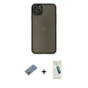 MARSİLYAN™- iPhone 11 Pro Max Kılıf Ahenk Çizgi Serisi - Şeffaf Pasifik Cam Ekran Koruyucu + Metal Kamera Lens Koruma Cam - GD