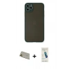 MARSİLYAN™- iPhone 11 Pro Max Kılıf Ahenk Çizgi Serisi - Şeffaf Pasifik Cam Ekran Koruyucu + Gold Rainbow Kamera Lens Koruma Cam