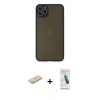 MARSİLYAN™- iPhone 11 Pro Max Kılıf Ahenk Çizgi Serisi - Şeffaf Pasifik Cam Ekran Koruyucu + Renkli Kamera Lens Koruma Cam - MI