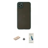MARSİLYAN™- iPhone 11 Pro Max Kılıf Ahenk Çizgi Serisi - Şeffaf Pasifik Cam Ekran Koruyucu + Renkli Kamera Lens Koruma Cam - MI