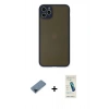 MARSİLYAN™- iPhone 11 Pro Max Kılıf Ahenk Çizgi Serisi - Şeffaf Pasifik Cam Ekran Koruyucu + Metal Kamera Lens Koruma Cam - MI
