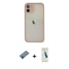 MARSİLYAN™- iPhone 11 Pro Max Kılıf Ahenk Çizgi Serisi - Şeffaf Pasifik Cam Ekran Koruyucu + Metal Kamera Lens Koruma Cam - SH