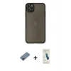 MARSİLYAN™- iPhone 11 Pro Max Kılıf Ahenk Çizgi Serisi - Şeffaf Pasifik Cam Ekran Koruyucu + Metal Kamera Lens Koruma Cam - SH