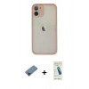 MARSİLYAN™- iPhone 11 Pro Max Kılıf Ahenk Çizgi Serisi - Şeffaf Pasifik Cam Ekran Koruyucu + Metal Kamera Lens Koruma Cam - MI