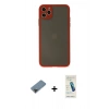 MARSİLYAN™- iPhone 11 Pro Max Kılıf Ahenk Çizgi Serisi - Şeffaf Pasifik Cam Ekran Koruyucu + Metal Kamera Lens Koruma Cam - SH