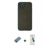 MARSİLYAN™- iPhone 11 Pro Max Kılıf Ahenk Çizgi Serisi - Şeffaf Pasifik Cam Ekran Koruyucu + Metal Kamera Lens Koruma Cam - MI