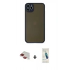 MARSİLYAN™- iPhone 11 Pro Max Kılıf Ahenk Çizgi Serisi - Şeffaf Pasifik Cam Ekran Koruyucu + Pers Alüminyum Kamera Lens - KI