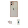 MARSİLYAN™- iPhone 11 Pro Max Kılıf Ahenk Çizgi Serisi - Şeffaf Pasifik Cam Ekran Koruyucu + Pers Alüminyum Kamera Lens - KI