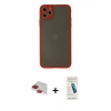 MARSİLYAN™- iPhone 11 Pro Max Kılıf Ahenk Çizgi Serisi - Şeffaf Pasifik Cam Ekran Koruyucu + Pers Alüminyum Kamera Lens - KI