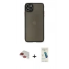 MARSİLYAN™- iPhone 11 Pro Max Kılıf Ahenk Çizgi Serisi - Şeffaf Pasifik Cam Ekran Koruyucu + Pers Alüminyum Kamera Lens - KI