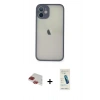 MARSİLYAN™- iPhone 11 Pro Max Kılıf Ahenk Çizgi Serisi - Şeffaf Pasifik Cam Ekran Koruyucu + Pers Alüminyum Kamera Lens - KI