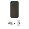 MARSİLYAN™- iPhone 11 Pro Max Kılıf Ahenk Çizgi Serisi - Şeffaf Pasifik Cam Ekran Koruyucu + Rainbow Kamera Lens Koruma Cam - YL