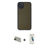 MARSİLYAN™- iPhone 11 Pro Max Kılıf Ahenk Çizgi Serisi - Şeffaf Pasifik Cam Ekran Koruyucu + Rainbow Kamera Lens Koruma Cam - YL