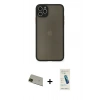 MARSİLYAN™- iPhone 11 Pro Max Kılıf Ahenk Çizgi Serisi - Şeffaf Pasifik Cam Ekran Koruyucu + Rainbow Kamera Lens Koruma Cam - YL