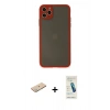 MARSİLYAN™- iPhone 11 Pro Max Kılıf Ahenk Çizgi Serisi - Şeffaf Pasifik Cam Ekran Koruyucu + Renkli Kamera Lens Koruma Cam - YL
