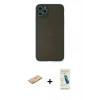 MARSİLYAN™- iPhone 11 Pro Max Kılıf Ahenk Çizgi Serisi - Şeffaf Pasifik Cam Ekran Koruyucu + Renkli Kamera Lens Koruma Cam - TU