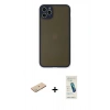 MARSİLYAN™- iPhone 11 Pro Max Kılıf Ahenk Çizgi Serisi - Şeffaf Pasifik Cam Ekran Koruyucu + Renkli Kamera Lens Koruma Cam - YL
