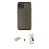 MARSİLYAN™- iPhone 11 Pro Max Kılıf Ahenk Çizgi Serisi - Şeffaf Pasifik Cam Ekran Koruyucu + Renkli Kamera Lens Koruma Cam - TU