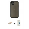 MARSİLYAN™- iPhone 11 Pro Max Kılıf Ahenk Çizgi Serisi - Şeffaf Pasifik Cam Ekran Koruyucu + Renkli Kamera Lens Koruma Cam - YL
