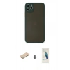 MARSİLYAN™- iPhone 11 Pro Max Kılıf Ahenk Çizgi Serisi - Şeffaf Pasifik Cam Ekran Koruyucu + Renkli Kamera Lens Koruma Cam - YL