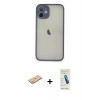 MARSİLYAN™- iPhone 11 Pro Max Kılıf Ahenk Çizgi Serisi - Şeffaf Pasifik Cam Ekran Koruyucu + Renkli Kamera Lens Koruma Cam - TU