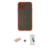 MARSİLYAN™- iPhone 11 Pro Max Kılıf Ahenk Çizgi Serisi - Şeffaf Pasifik Cam Ekran Koruyucu + Renkli Kamera Lens Koruma Cam - TU