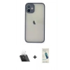 MARSİLYAN™- iPhone 11 Pro Max Kılıf Ahenk Çizgi Serisi - Şeffaf Pasifik Cam Ekran Koruyucu + Kamera Lens Koruma Cam - SF