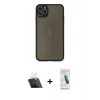 MARSİLYAN™- iPhone 11 Pro Max Kılıf Ahenk Çizgi Serisi - Şeffaf Pasifik Cam Ekran Koruyucu + Kamera Lens Koruma Cam - SF