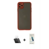 MARSİLYAN™- iPhone 11 Pro Max Kılıf Ahenk Çizgi Serisi - Şeffaf Pasifik Cam Ekran Koruyucu + Kamera Lens Koruma Cam - SF