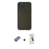 MARSİLYAN™- iPhone 11 Pro Max Kılıf Ahenk Çizgi Serisi - Şeffaf Pasifik Cam Ekran Koruyucu + Shine Kamera Lens Koruma Cam - PE