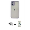 MARSİLYAN™- iPhone 11 Pro Max Kılıf Ahenk Çizgi Serisi - Şeffaf Pasifik Cam Ekran Koruyucu + Siyah Pers Alüminyum Kamera Lens