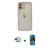MARSİLYAN™- iPhone 11 Pro Max Kılıf Ahenk Çizgi Serisi - Siyah 18D Cam Ekran Koruyucu + Pers Alüminyum Kamera Lens - LT