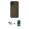 MARSİLYAN™- iPhone 11 Pro Max Kılıf Ahenk Çizgi Serisi - Siyah 18D Cam Ekran Koruyucu + Pers Alüminyum Kamera Lens - LT