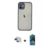 MARSİLYAN™- iPhone 11 Pro Max Kılıf Ahenk Çizgi Serisi - Siyah 18D Cam Ekran Koruyucu + Pers Alüminyum Kamera Lens - LT