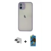 MARSİLYAN™- iPhone 11 Pro Max Kılıf Ahenk Çizgi Serisi - Siyah 18D Cam Ekran Koruyucu + Pers Alüminyum Kamera Lens - SH