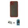 MARSİLYAN™- iPhone 11 Pro Max Kılıf Ahenk Çizgi Serisi - Siyah 18D Cam Ekran Koruyucu + Rainbow Kamera Lens Koruma Cam - YL