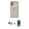 MARSİLYAN™- iPhone 11 Pro Max Kılıf Ahenk Çizgi Serisi - Siyah 18D Cam Ekran Koruyucu + Rainbow Kamera Lens Koruma Cam - YL