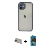 MARSİLYAN™- iPhone 11 Pro Max Kılıf Ahenk Çizgi Serisi - Siyah 18D Cam Ekran Koruyucu + Rainbow Kamera Lens Koruma Cam - YL