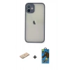 MARSİLYAN™- iPhone 11 Pro Max Kılıf Ahenk Çizgi Serisi - Siyah 18D Cam Ekran Koruyucu + Renkli Kamera Lens Koruma Cam - YL