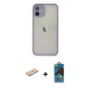 MARSİLYAN™- iPhone 11 Pro Max Kılıf Ahenk Çizgi Serisi - Siyah 18D Cam Ekran Koruyucu + Renkli Kamera Lens Koruma Cam - YL