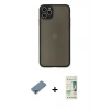 MARSİLYAN™- iPhone 11 Pro Max Kılıf Ahenk Çizgi Serisi - Siyah 20D Premium Cam Ekran Koruyucu + Metal Kamera Lens Koruma Cam - AKYL