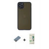 MARSİLYAN™- iPhone 11 Pro Max Kılıf Ahenk Çizgi Serisi - Siyah 20D Premium Cam Ekran Koruyucu + Metal Kamera Lens Koruma Cam - GD